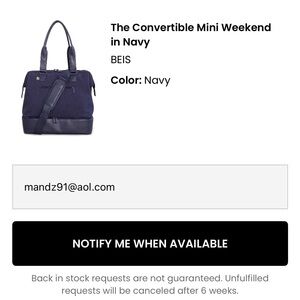 BEIS Convertible Mini Weekend Bag in Navy